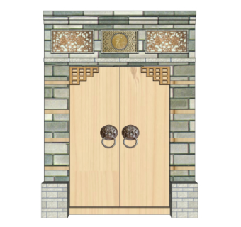新中式入户门su模型