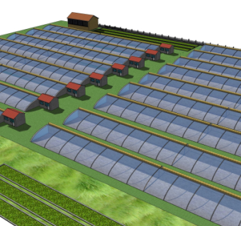 现代温室大棚免费su模型