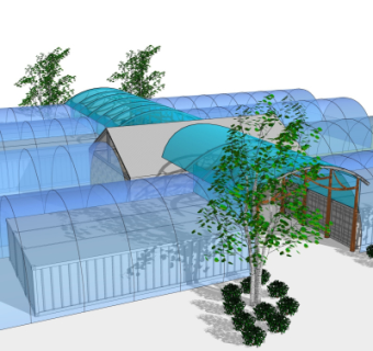 现代温室大棚免费su模型