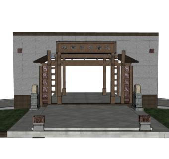 中式入户门su模型