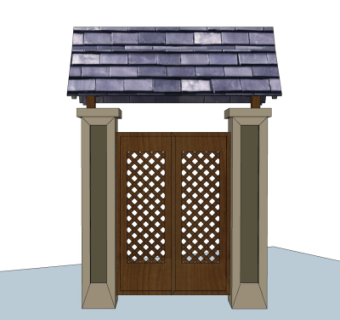 中式庭院入户门su模型