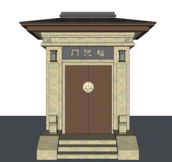 中式入户门su模型