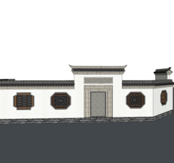 新中式围墙免费su模型