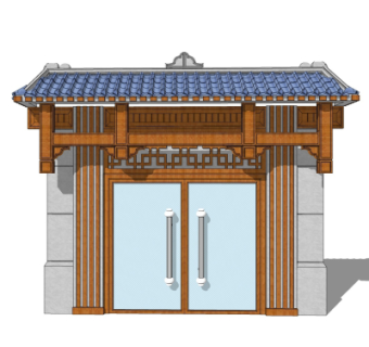 中式入户门su模型