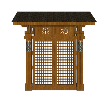 中式入户门su模型