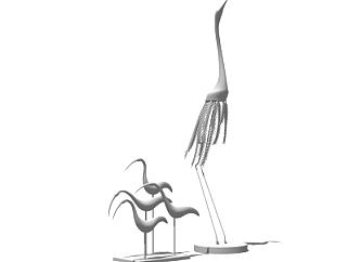 现代丹顶鹤雕塑小品su模型