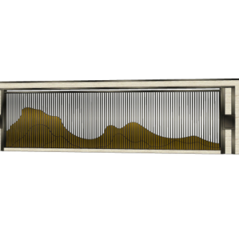 新中式景观墙su模型