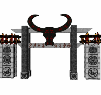 现代石牌坊免费su模型