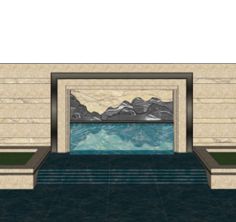 新中式景观墙su模型