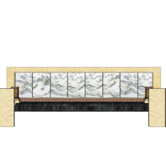 中式景观墙su模型