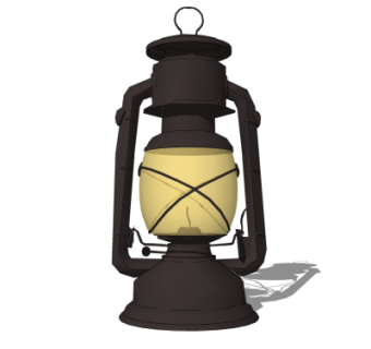 工业风煤油灯su模型