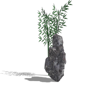 现代竹石小品su模型
