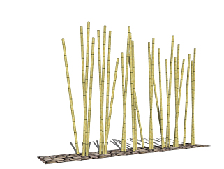 现代<em>竹子</em>围栏su模型