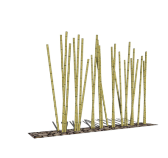 现代竹子围栏su模型