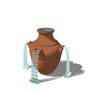 现代陶罐流水小品su模型