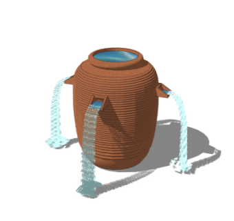 现代陶罐流水小品su模型