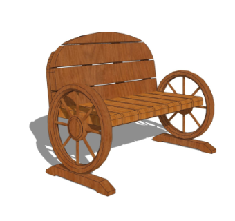 中式车轮公用椅su模型