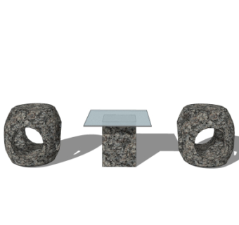 现代花岗岩休闲桌椅su模型