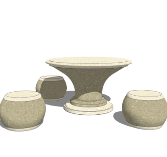 欧式圆形休闲桌椅su模型