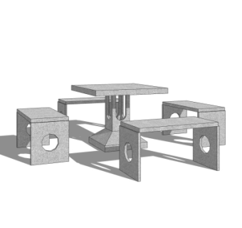 新中式户外休闲桌椅su模型