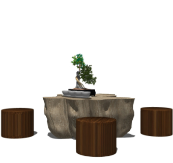 中式休闲桌椅su模型