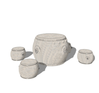 中式石鼓休闲桌椅su模型