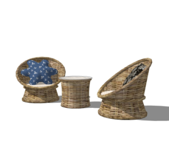 北欧藤编休闲桌椅su模型