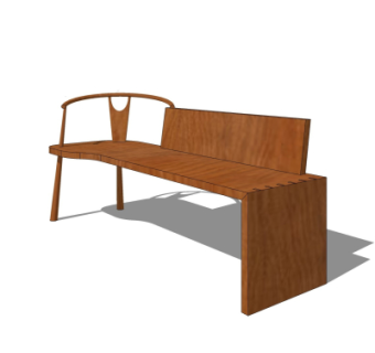 现代实木长椅su模型