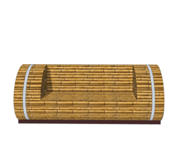 现代竹编户外长椅su模型