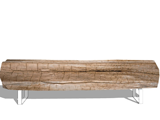 自然风实木长凳子su模型