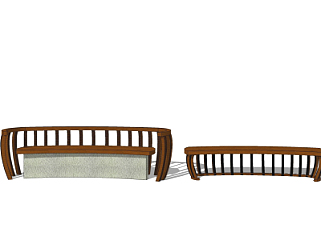 中式实木长椅su模型
