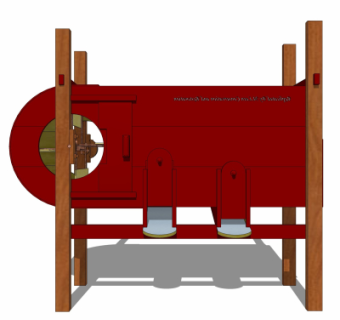 中式实木农具谷风车su模型