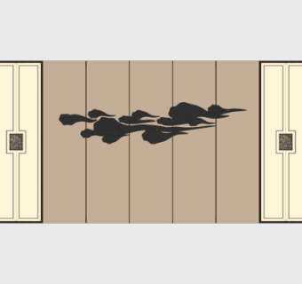 中式背景墙su模型