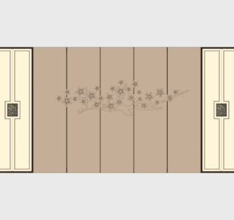 中式背景墙su模型