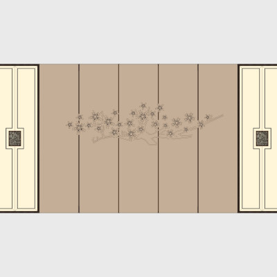 中式背景墙su模型