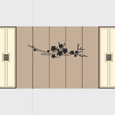 中式背景墙su模型