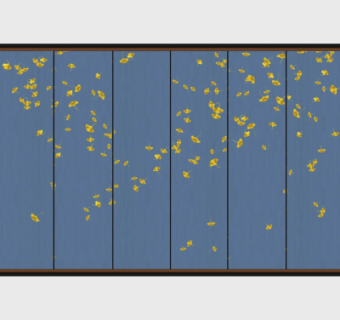 中式落叶背景墙su模型