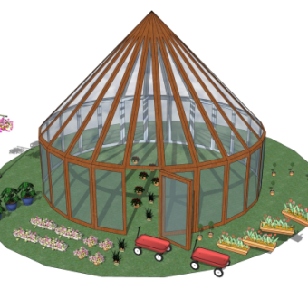 现代温室大棚免费su模型