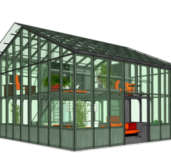 现代温室大棚免费su模型