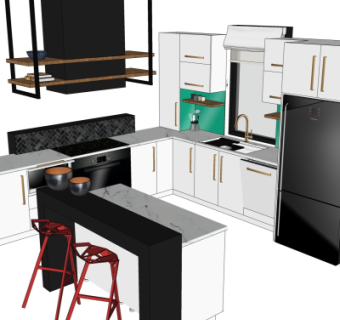 现代橱柜中岛柜组合su模型