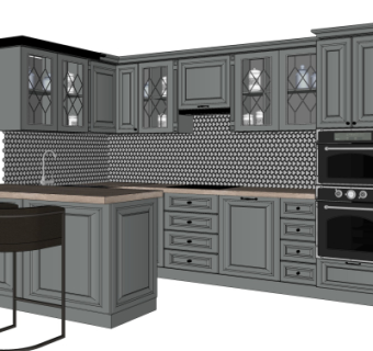 欧式橱柜中岛柜su模型