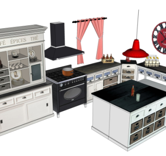 工业风橱柜su模型