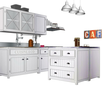 美式田园风橱柜su模型