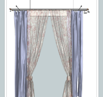 现代布艺窗帘su模型