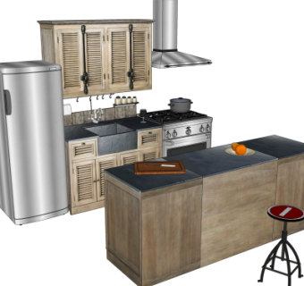 工业风橱柜su模型