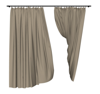 现代布艺窗帘su模型