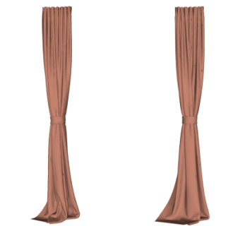 现代布艺窗帘su模型