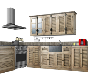 美式百叶橱柜su模型