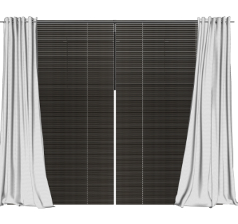 现代布艺窗帘su模型