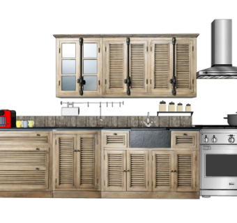 美式百叶橱柜su模型